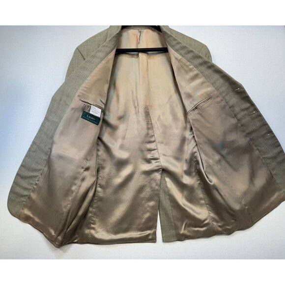 Lauren Ralph Lauren Mens Blazer Jacket 44T Tan Wool Linen Blend - Picture 7 of 13